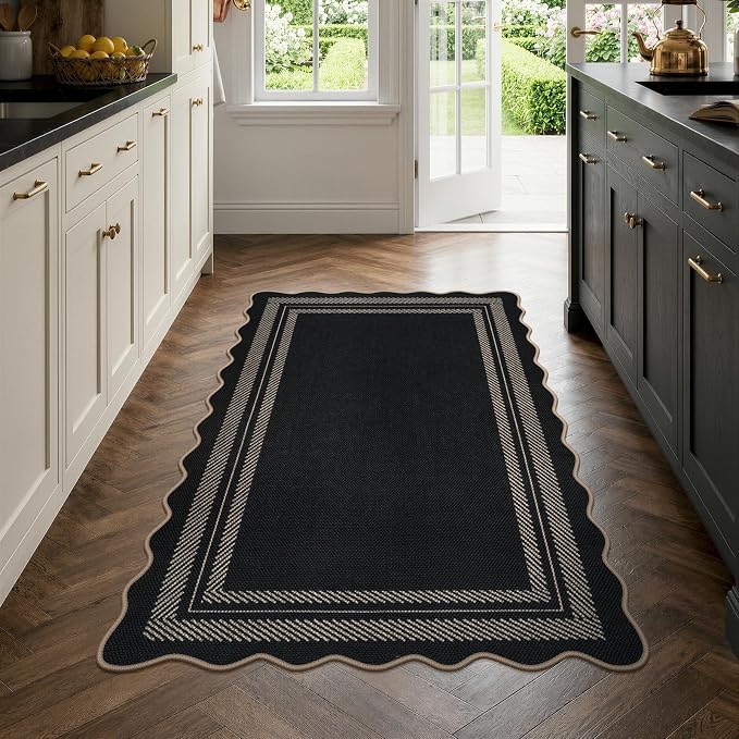 LIVEBOX Scalloped Washable 3x5 Outdoor Rug, Indoor Non Slip Patio Rugs - Image 3