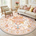 RELEANY Area Rugs Round 6ft Washable Non-Slip, Floral Vintage Distress by RELEANY