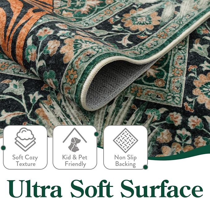 Moynesa Tiger 6x9 Area Rugs for Living Room, Boho Botanical Washable Dining - Image 4