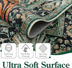 Moynesa Tiger 5x7 Area Rug, Boho Washable Living Room Rug, Non Slip Green Rugs - Image 4