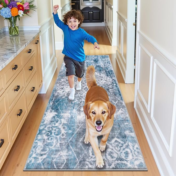 HEBE Washable Hallway Runner Rug 2'x 5' Non Slip Kitchen Rugs Runner, Low Pile - Image 8