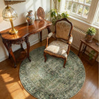 4x4 Round Bedroom Rug Washable: Living Room Rugs Stain Resistant Non Slip Low - Image 2
