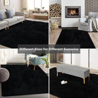 10X14 Large Shag Area Rugs for Living Room Bedroom, Big Soft Black Fluffy Rug - Image 7