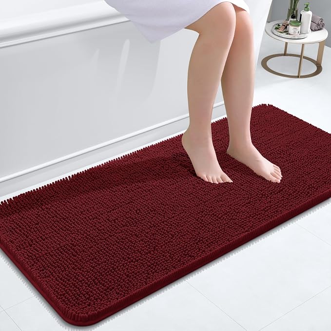 OLANLY Bathroom Runner Rugs 47x20, Soft Absorbent Chenille Bath Rugs, Rubber by OLANLY