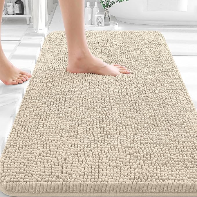 OLANLY Bathroom Rugs 35x24, Extra Soft Absorbent Chenille Bath Rugs, Rubber by OLANLY