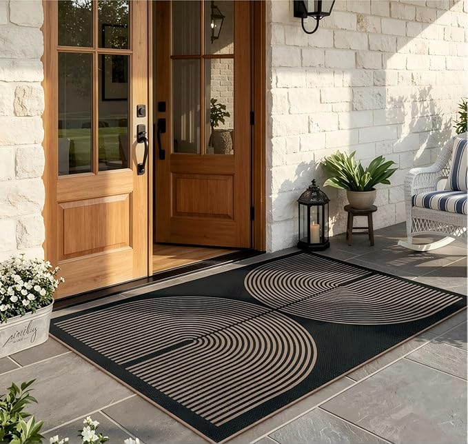 Lahome Modern Rainbow Easy Jute 4x6 Rug, Outdoor Patio Rug - Image 2