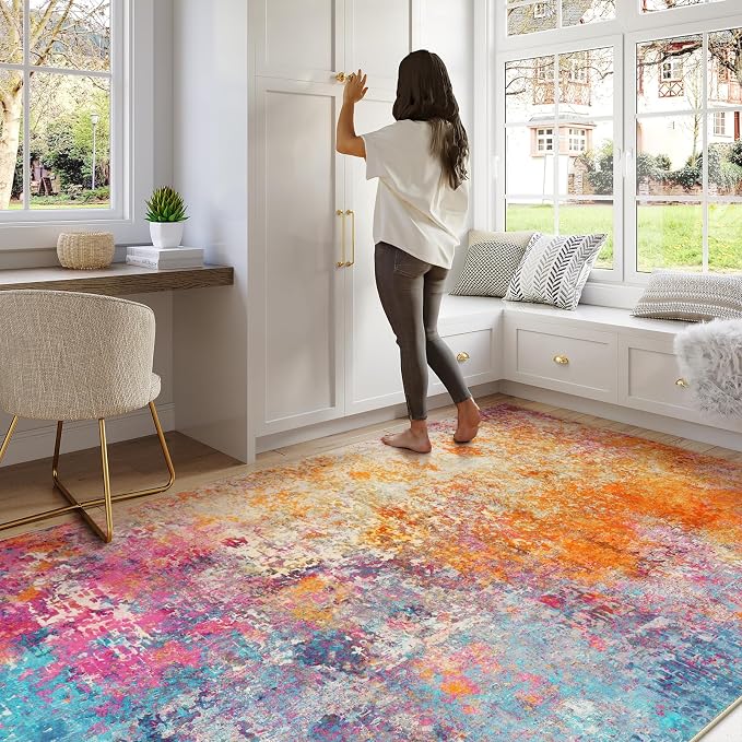 Lahome Modern Abstract Washable 6x9 Area Rugs - Image 4