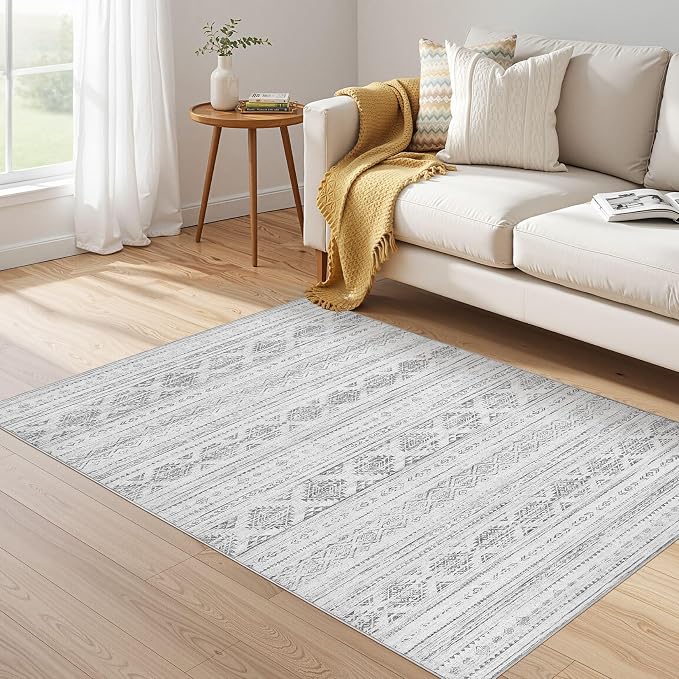 Nakagishi 4x6 Area Rugs Living Room: Washable Boho Large Neutral Soft Farmhouse - Image 6