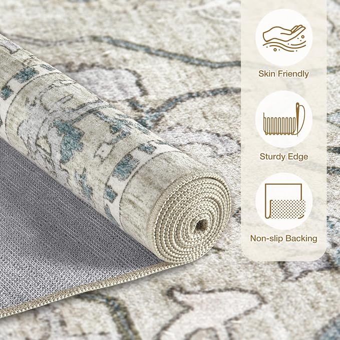cotiled 9x12 Area Rug Machine Washable Vintage Carpet - Image 2