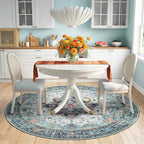 RELEANY Area Rugs Round 6ft Washable Non-Slip, Floral Vintage Distress - Image 2