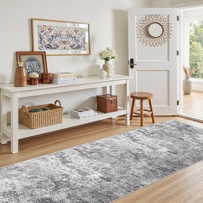 UERMEI 3x8 Washable Runner Rug for Hallway, Non Slip Low Pile Kitchen Carpet - Image 2