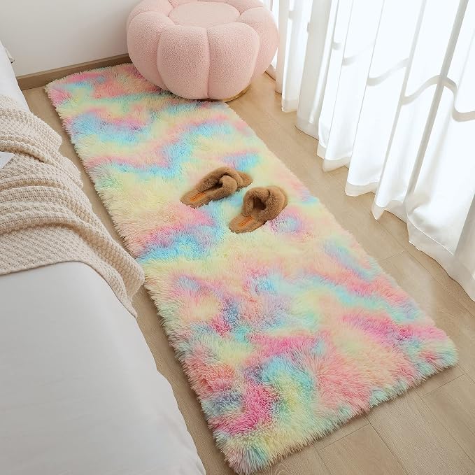 AROGAN Soft Rainbow Area Rugs for Girls Room 2x6 Feet, Fluffy Girls Bedroom Rugs - Image 8