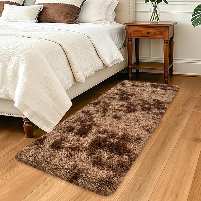2x5 Feet Soft Fluffy Brown Runner Rug by TENNOLA