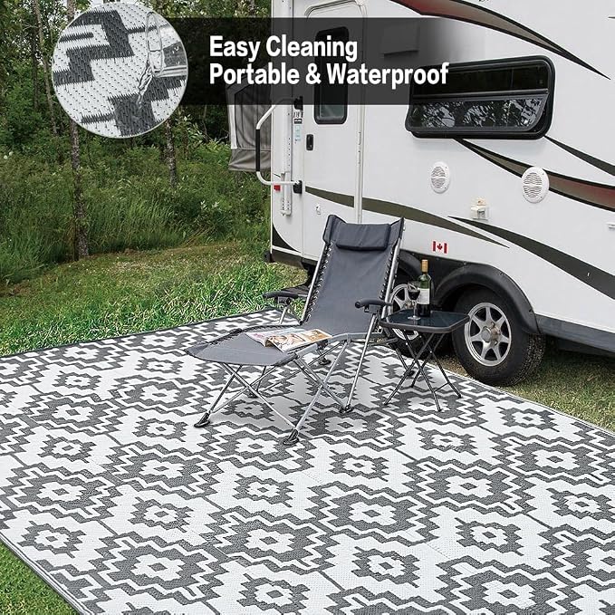 HUGEAR Outdoor Plastic Straw Rug, Waterproof Outdoor Rugs - Image 4