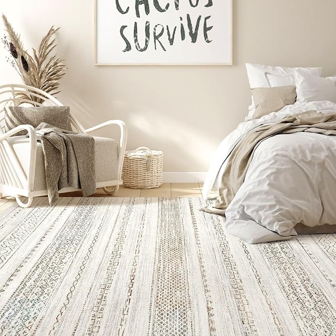 Nakagishi 10x12 Area Rug Living Room: Washable Boho Large Neutral Modern Soft - Image 6