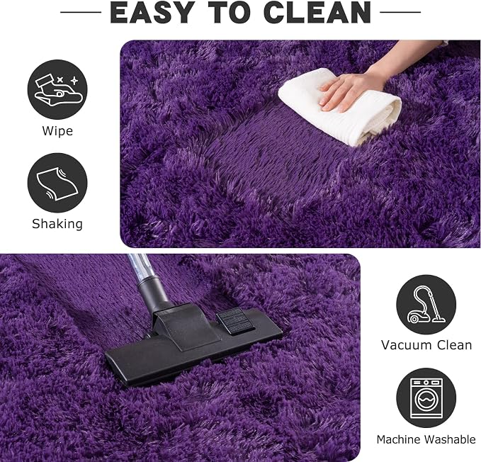6x9 Purple Rug for Living Room, Soft Large Fluffy Shaggy Rugs for Bedroom - Image 7