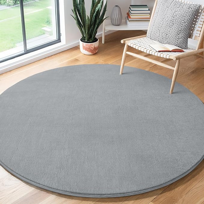 Amearea Grey Round Area Rugs 6ft Washable Circle Rugs - Image 8