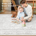 8x10 Area Rugs for Living Room: Washable Large Vintage Floral Rug Low Pile - Image 3