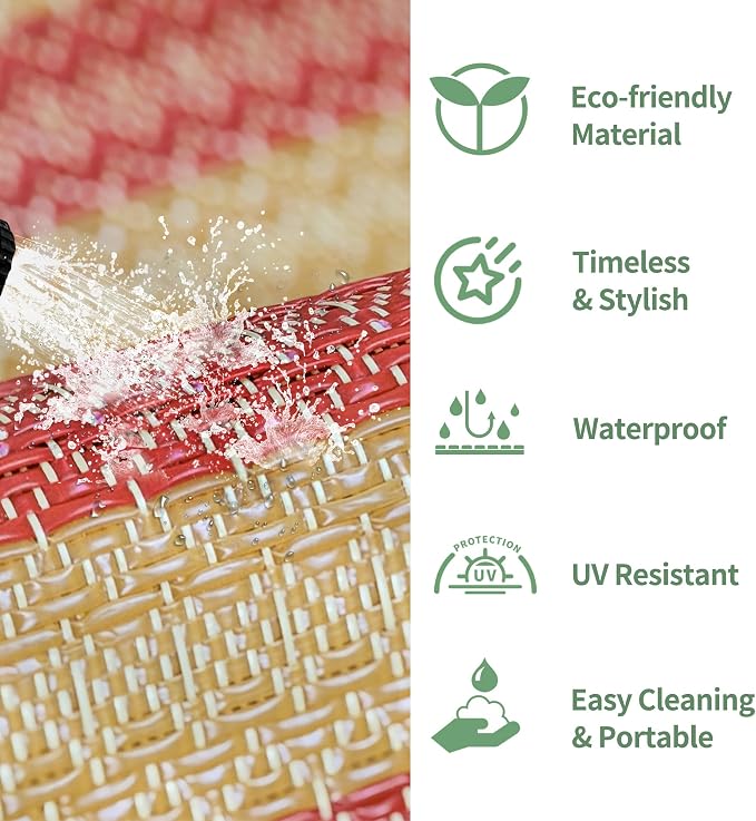 GENIMO Outdoor Rug for Patio Clearance, Lightweight Waterproof RV Camping Mat - Image 6