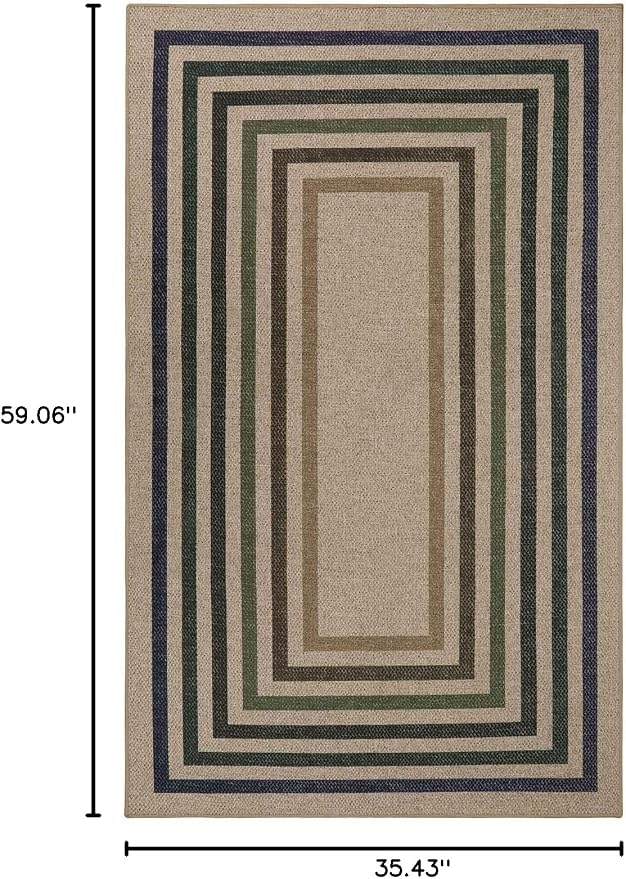 Lahome Enfys Modern Geometric Easy Jute Entryway Rug, 3x5 Washable Farmhouse - Image 2