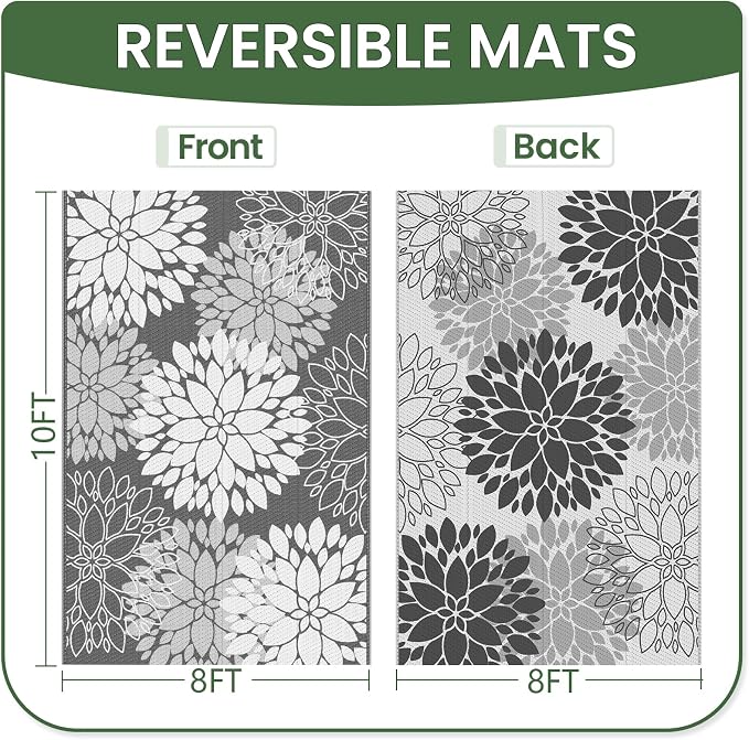 LuxStep Outdoor Rug Waterproof Outdoor Plastic Straw Rug Reversible Patio Rug - Image 2