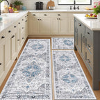 Ileading Kitchen Rugs Sets of 3 Non Slip Washable, Farmhouse Gray Kitchen Runner - Image 8