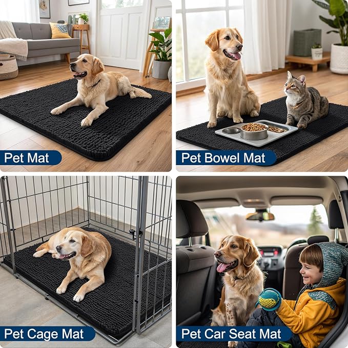Smiry Dog Door Mat for Muddy Paws 44x24, Absorbent Dirt Trapper, Non-Slip - Image 6