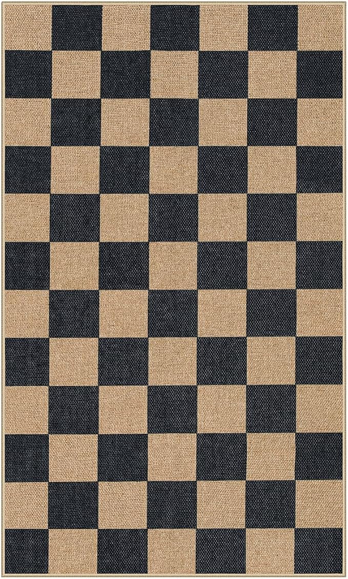 Lahome Colette Checkered Easy Jute Carpet, 3x5 Outdoor Patio Rug Washable Rugs - Image 8