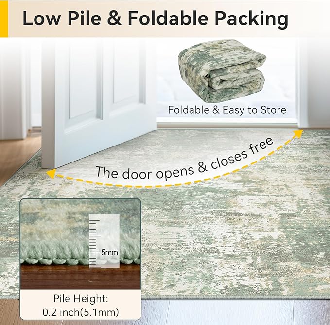 RELEANY Washable Area Rugs 7'x9' Non-Slip Modern Abstract Soft - Image 8