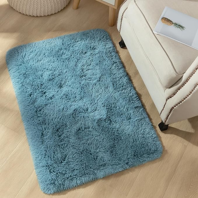 YJ.GWL Area Rugs for Bedroom, 2x3 Door Mat Washable Small Teal Bedside Rug by YJGWLHomeDecor