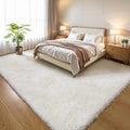 KCHOWUA Cream White Fluffy Area Rugs by KICHOWUA