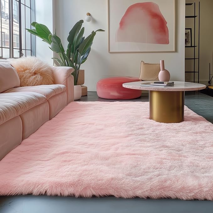 PAGISOFE Pink Fluffy Shag Machine Washable Area Rugs - Image 9