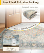 RELEANY Area Rugs 4'x6' Washable Non-Slip, Floral Vintage Distress Medallion - Image 4