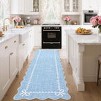 GarveeHome Scalloped Bow Rug for Living Room, Solid Blue Rug for Dorm, Washable - Image 2