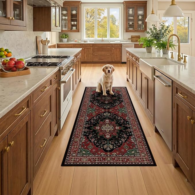 RELEANY Area Rugs Runner 2'x5' Washable Non-Slip, Floral Vintage Distress - Image 2