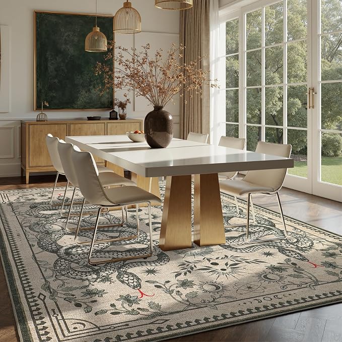DCX Washable 5x7 Snake Rug, Soft Low Pile Carpet, Kid & Pet Friendly - Image 3