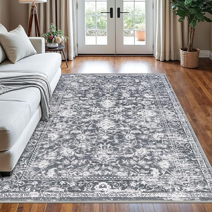 KILOCOCO Area Rug 5x7 Living Room Rug Washable Printed Vintage Floral Non Slip by Kilococo