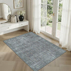 Latte&Fog 2x3 Entryway Rug, Small Vintage Blue Door Mat, Washable Kitchen Rug by LatteFog