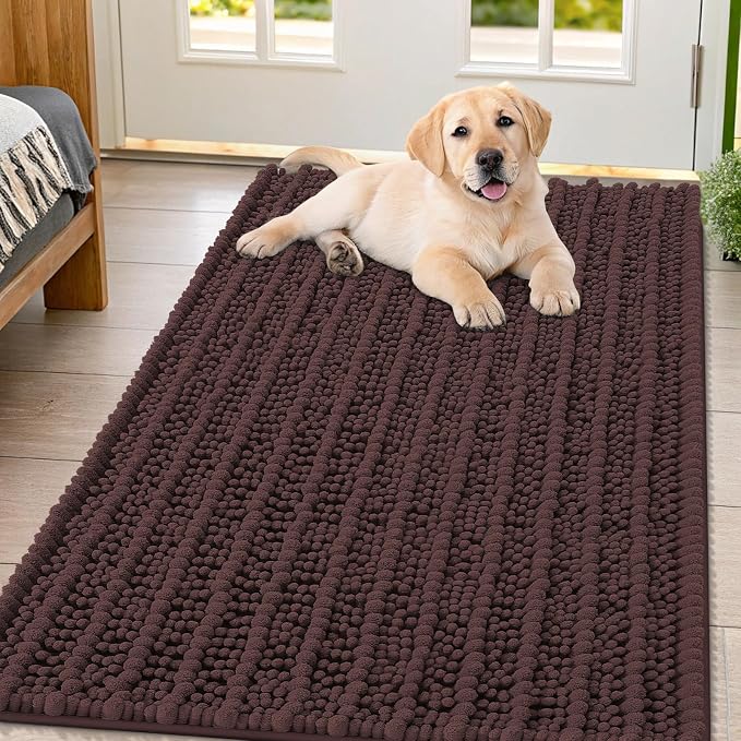 Smiry Dog Door Mat for Muddy Paws 47x32, Absorbent Dirt Trapper, Non-Slip by Smiry