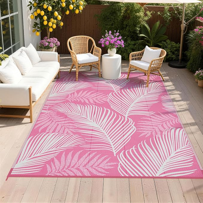 Pauwer Waterproof Outdoor Rug 6x9, Reversible Plastic Straw Patio Camping Rug by Pauwer