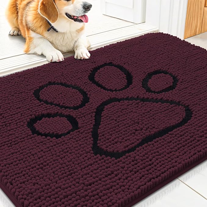Smiry Dog Door Mat for Muddy Paws, Absorbent Dirt Trapper Non Slip Quick Dry by Smiry