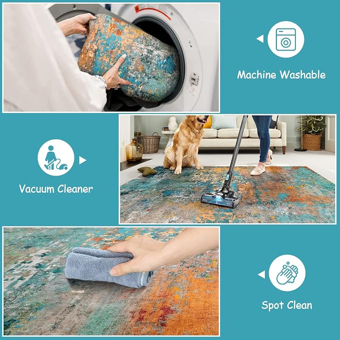 Lahome Modern Abstract Area Rugs 5x7, Large Washable Rugs - Image 3