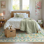 Wonnitar Washable Floral 6x9 Rug, Soft Green Area Rug Boho Non Slip Dining Room - Image 7
