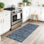 KUTA Boho Kitchen Rugs 2x5 ft Navy Blue Moroccan Washable Runner Rug Non-Slip - Image 2