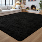 4x6 Black Washable Area Rug for Bedroom, Modern Geometric Shag Non-Slip Living by VisittheFlagover