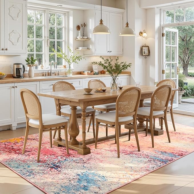 Toneed Abstract Area Rug Modern Washable Rug Soft Non Slip Rug Low Pile - Image 3