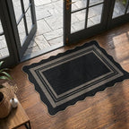 LIVEBOX Scalloped Easy Jute 2x3 Front Door Mat Black Kitchen Rug, Washable - Image 8