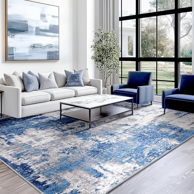RELEANY Washable Area Rugs 10'x12' Non-Slip Modern Abstract Soft by RELEANY