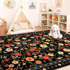 5x7 Area Rugs for Living Room Vacuum-Friendly Machine Washable Area Rug Flower - Image 3