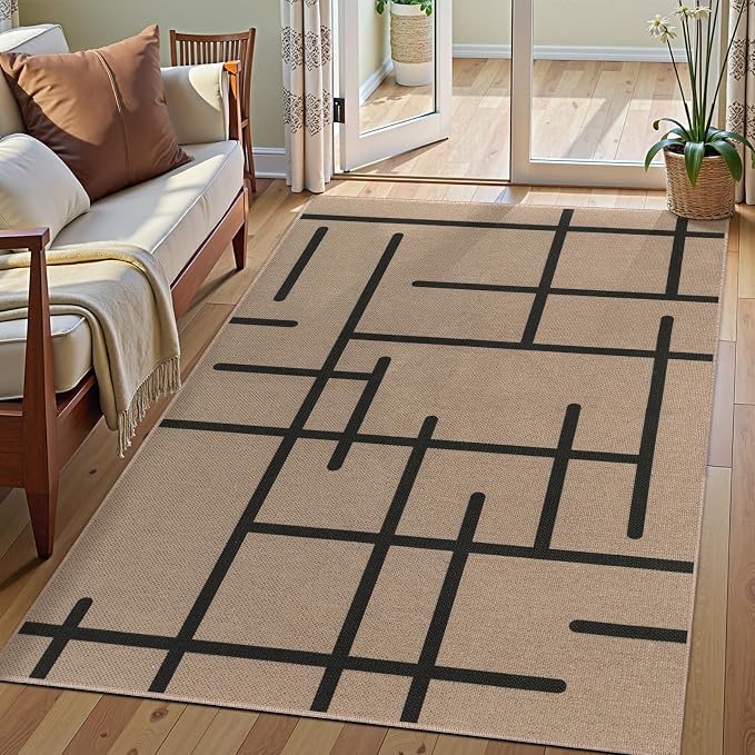 Tangsoo Easy Jute Rug 3x5 for Entryway, Non-Slip Washable Indoor Outdoor Stripe - Image 2